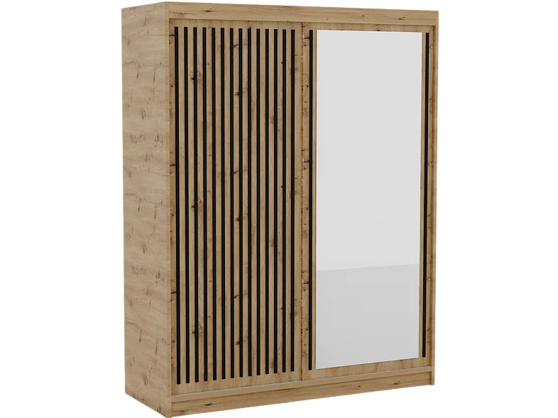 Armadio Visp (160cm)/ante scorrevoli/Marrone&Nero