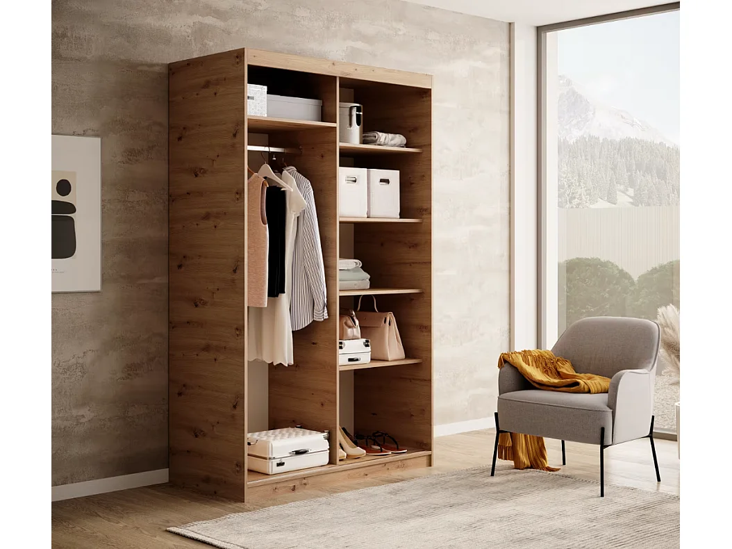 Armoire Visp (120cm)/portes coulissantes/Artisan&Noir