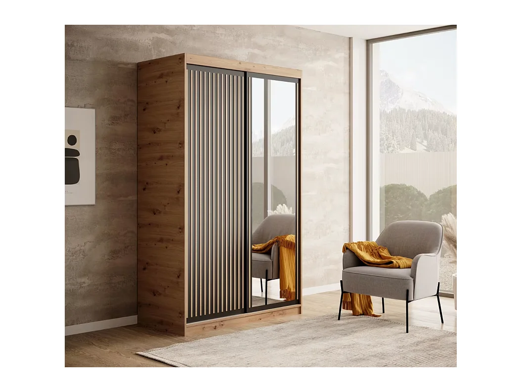 Armoire Visp (120cm)/portes coulissantes/Artisan&Noir