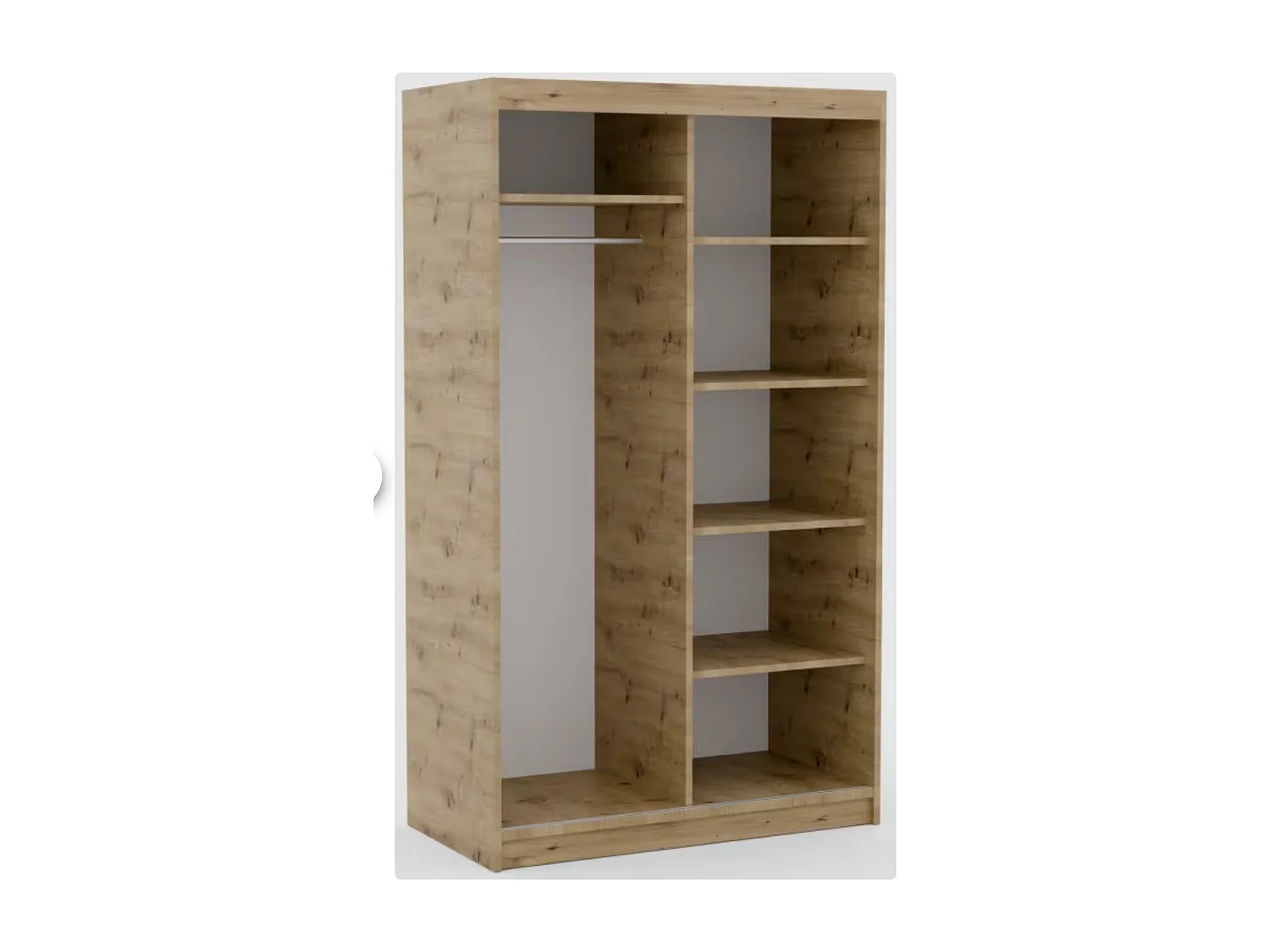 Armoire coulissante BIZEN avec lames décor bois et miroir – Moderne et chaleureux-Beige/Noir-Largeur 120 cm