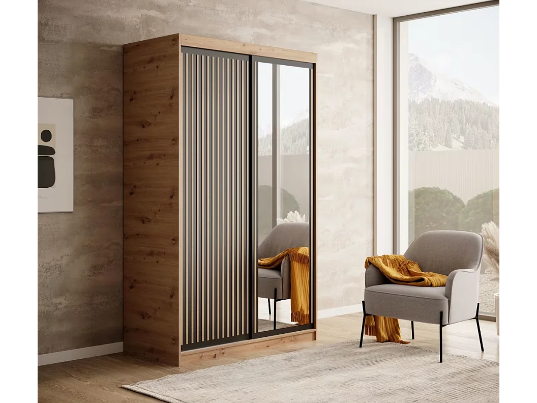 Armoire Visp (120cm)/portes coulissantes/Artisan&Noir