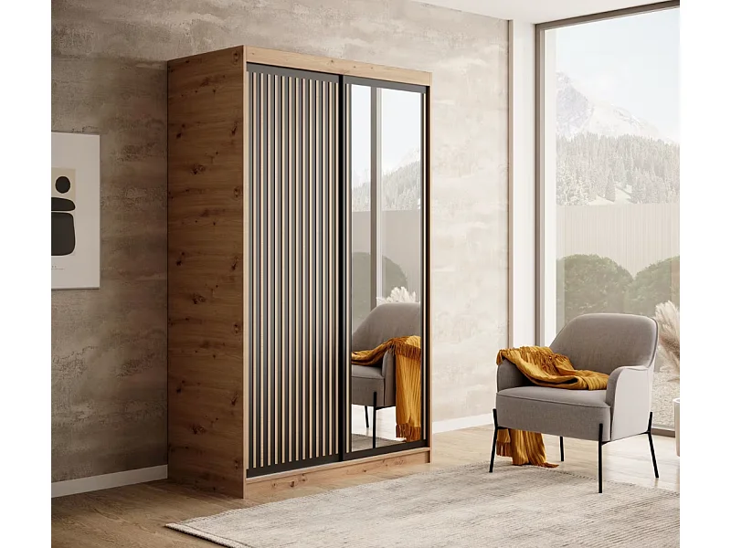 Armoire Visp (120cm)/portes coulissantes/Artisan&Noir