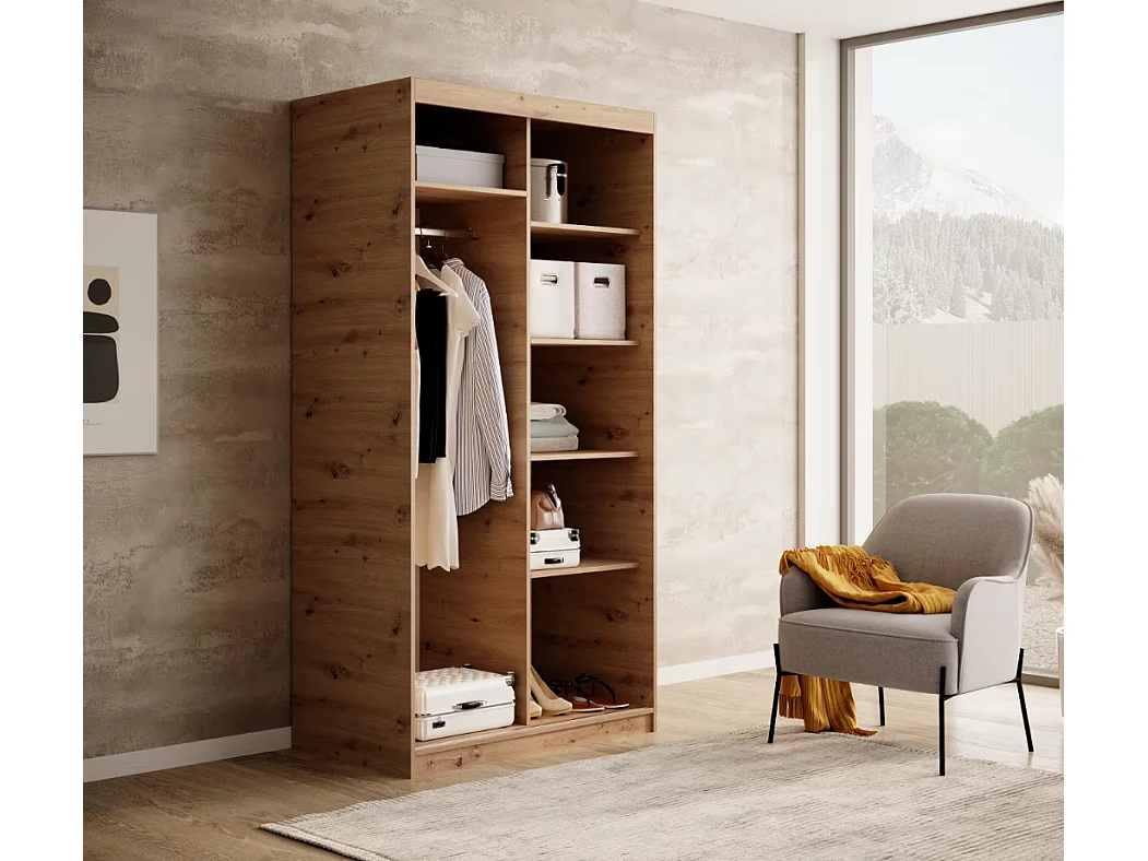 Armoire Visp (100cm)/portes coulissantes/Artisan-Marron