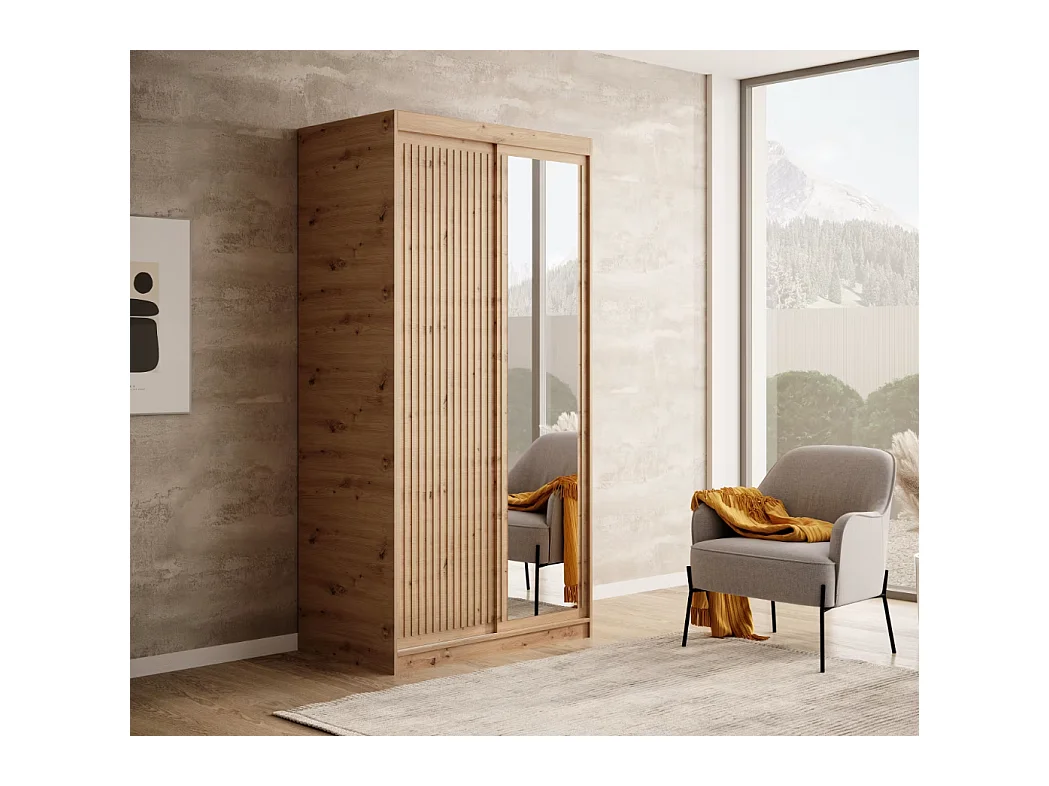 Armoire Visp (100cm)/portes coulissantes/Artisan-Marron