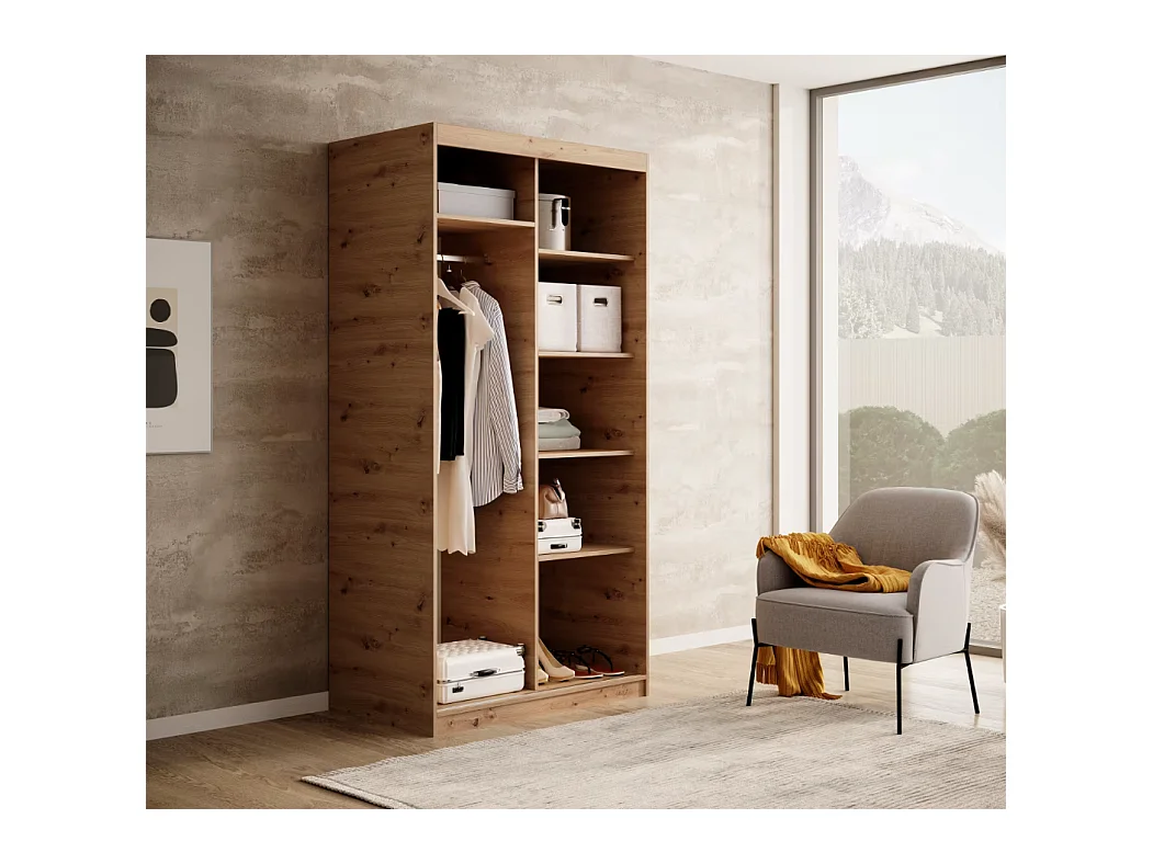 Armoire Visp (100cm)/portes coulissantes/Artisan-Marron