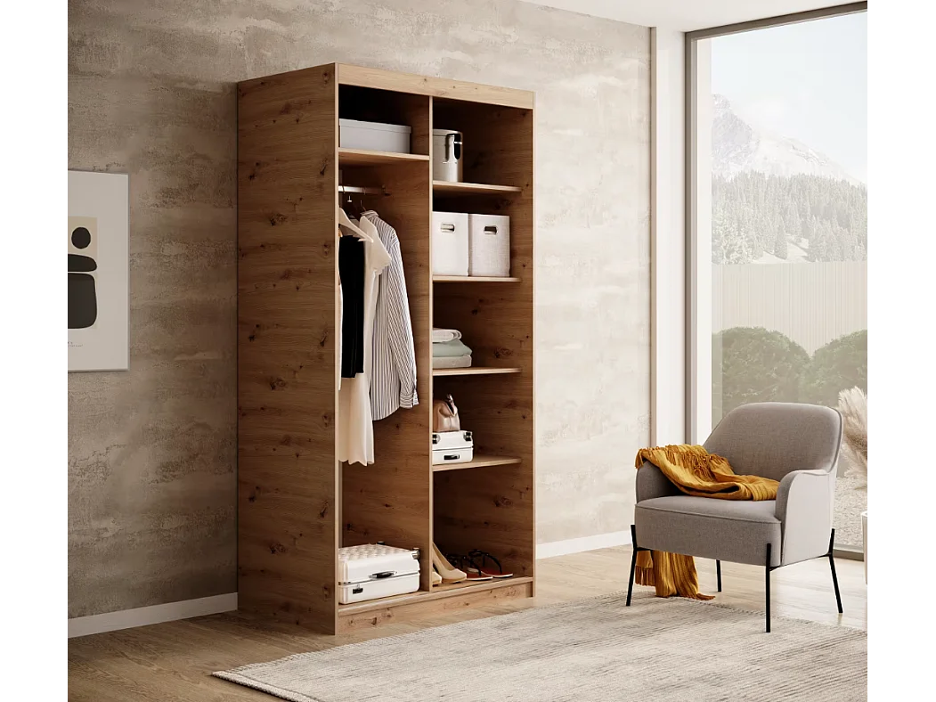 Armoire Visp (100cm)/portes coulissantes/Artisan-Marron