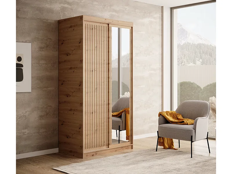 Armoire Visp (100cm)/portes coulissantes/Artisan-Marron