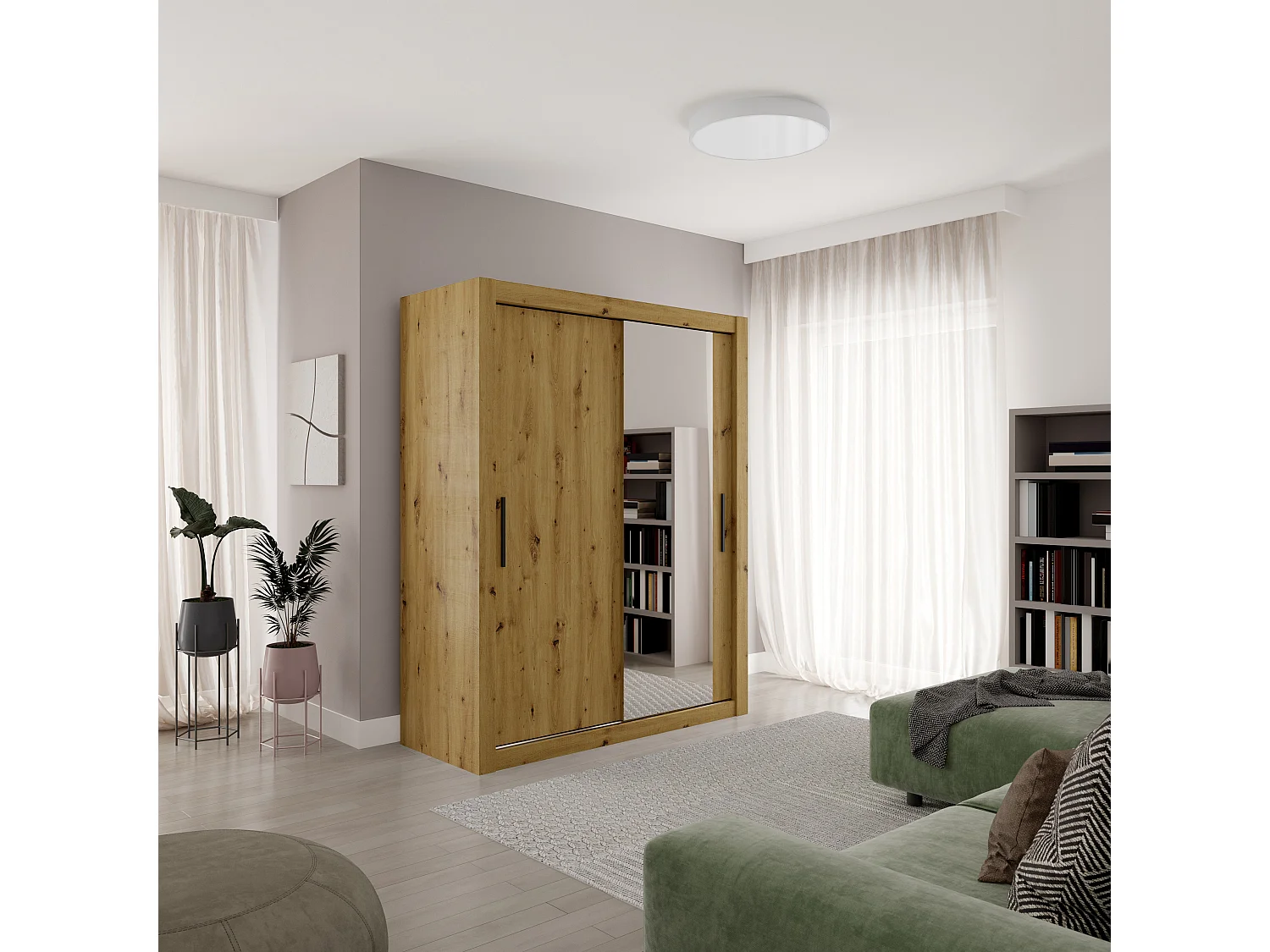 Kleiderschrank Rudi (160cm)/Schiebetüren/Braun