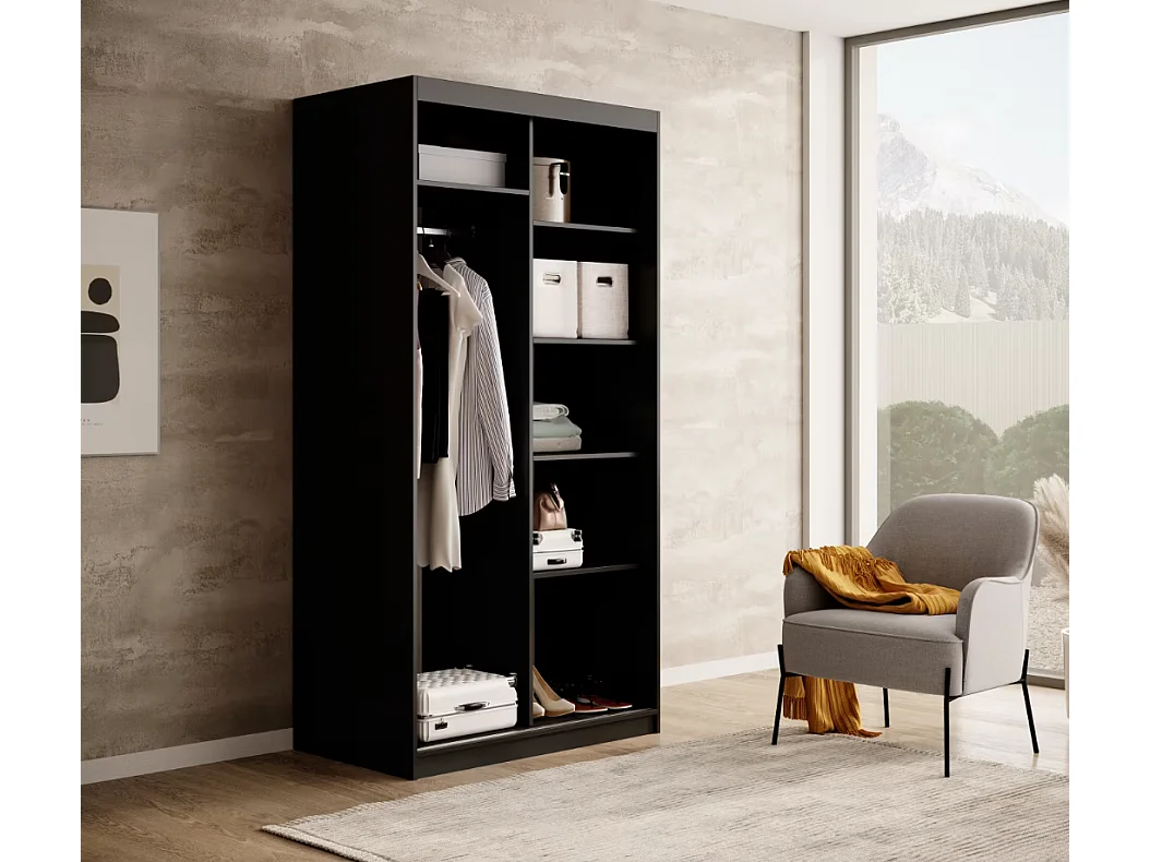 Armoire Visp (120cm)/portes coulissantes/Noir&Marron