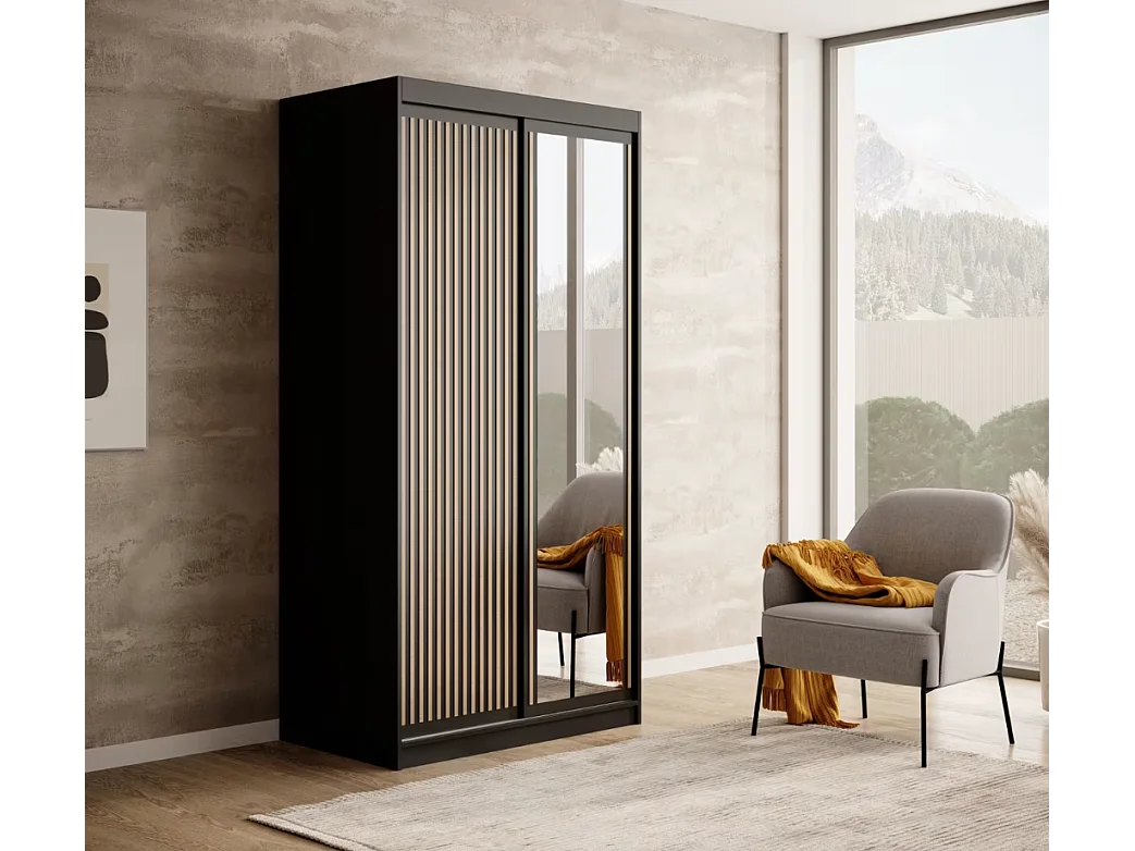 Armoire Visp (120cm)/portes coulissantes/Noir&Marron