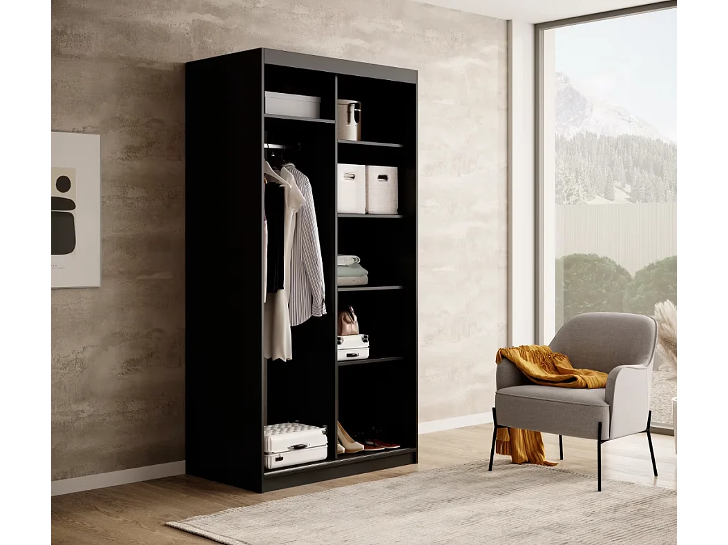 Armoire Visp (120cm)/portes coulissantes/Noir&Marron