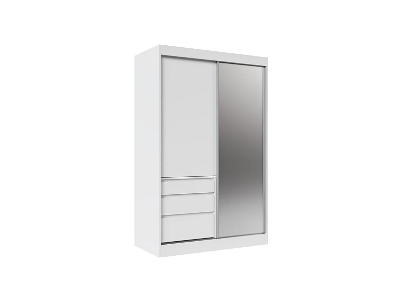 Armoire coulissante 3 portes KEDAR 180cm avec miroir – Design moderne et rangements intelligents-Blanc