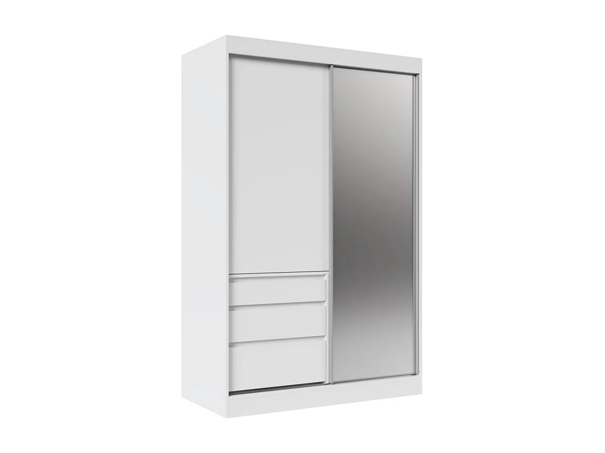 Armoire coulissante 3 portes KEDAR 180cm avec miroir – Design moderne et rangements intelligents-Blanc