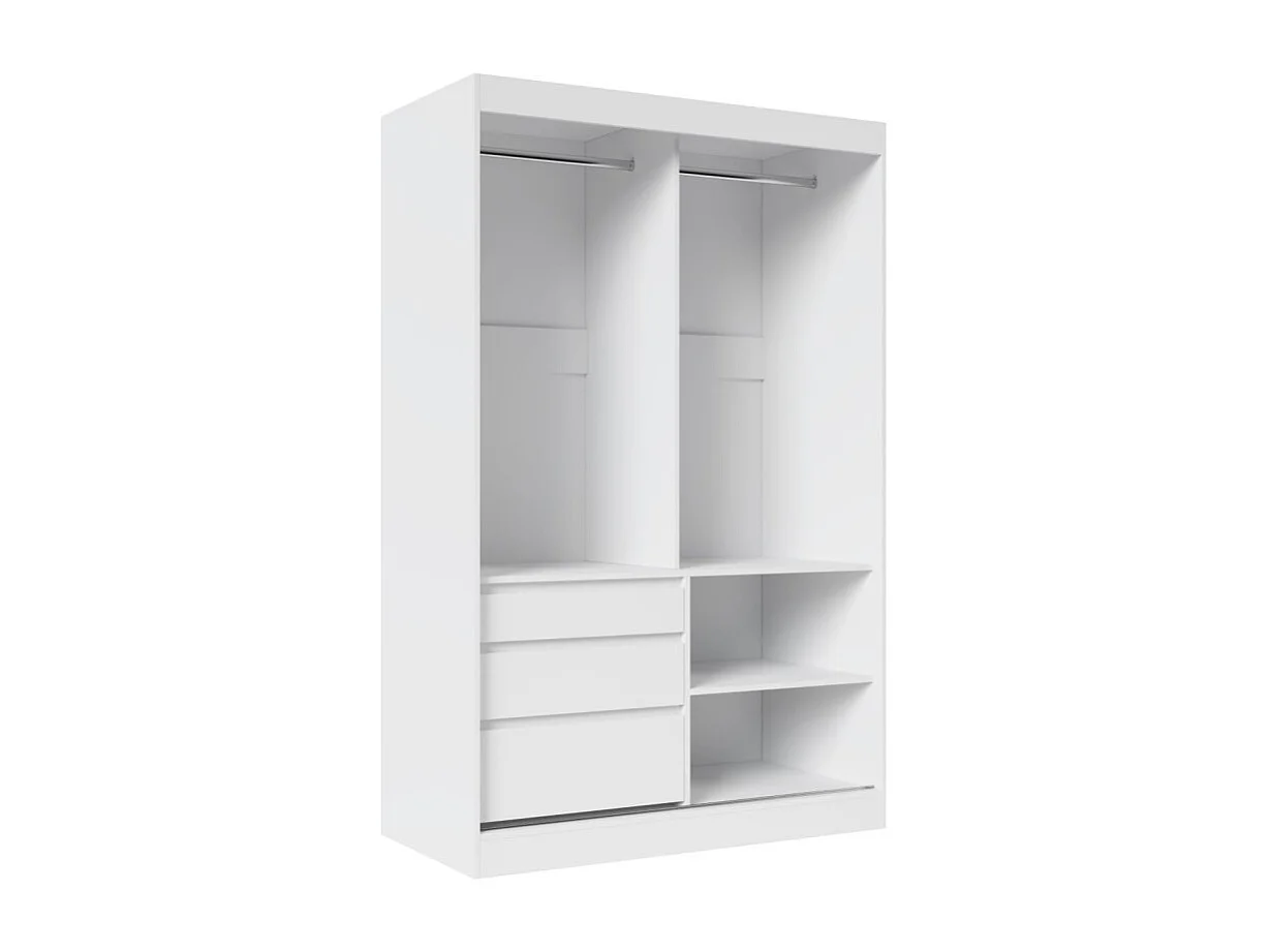 Armoire coulissante 3 portes KEDAR 180cm avec miroir – Design moderne et rangements intelligents-Blanc