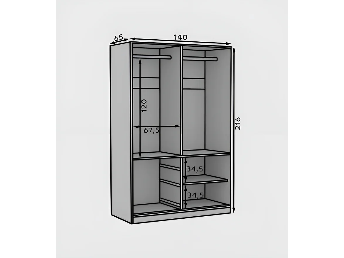 Armoire coulissante 3 portes KEDAR 180cm avec miroir – Design moderne et rangements intelligents-Blanc
