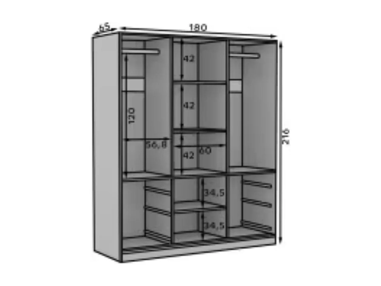 Armoire coulissante 3 portes KEDAR 180cm avec miroir – Design moderne et rangements intelligents-Blanc