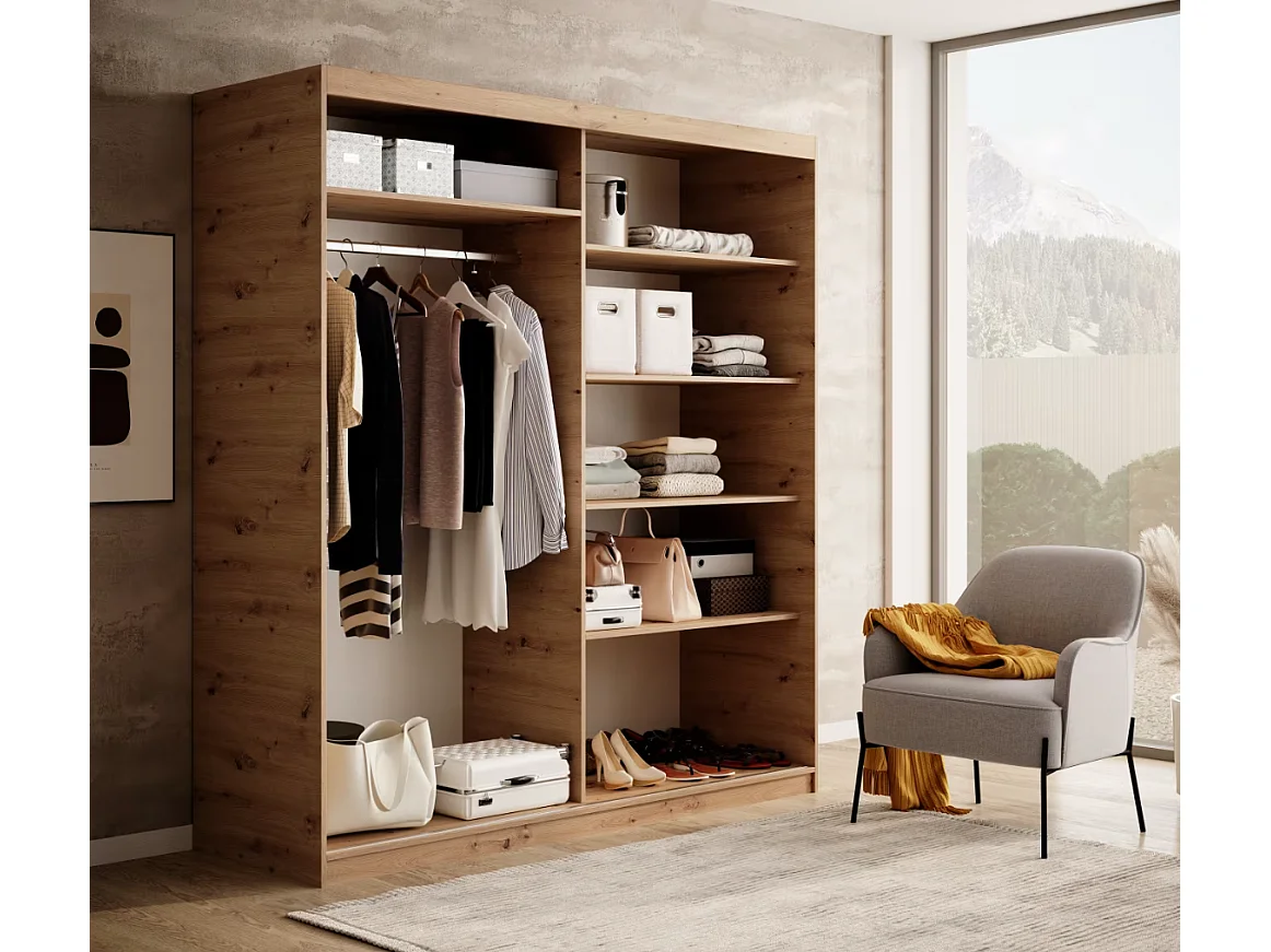 Armoire Visp (180cm)/portes coulissantes/Marron&Noir