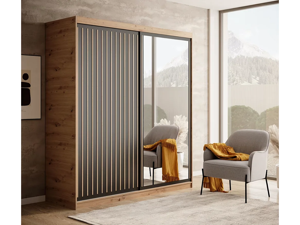 Armoire Visp (180cm)/portes coulissantes/Marron&Noir