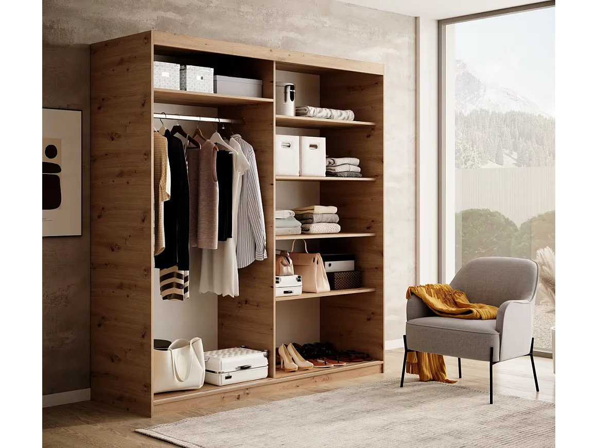 Armoire Visp (180cm)/portes coulissantes/Marron&Noir