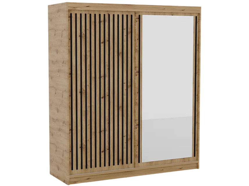 Armoire Visp (180cm)/portes coulissantes/Marron&Noir