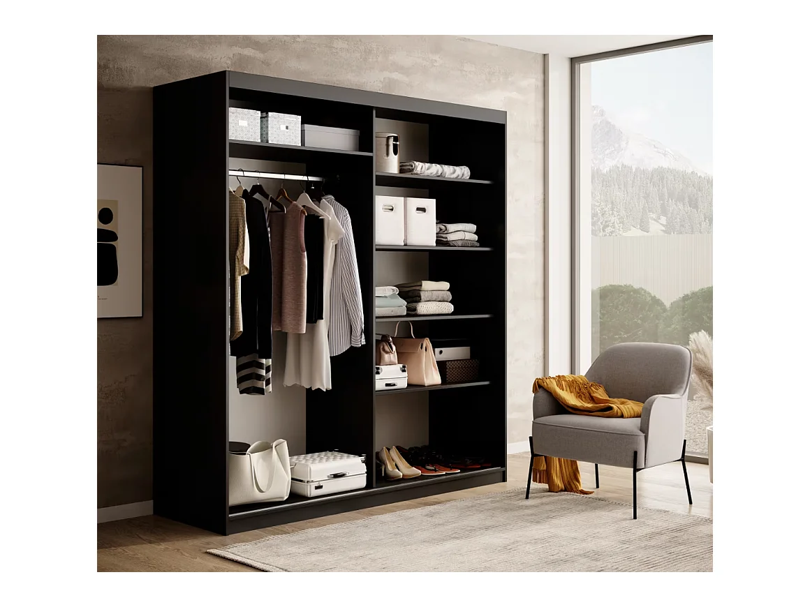 Armoire Visp (180cm)/portes coulissantes/Noir&Marron