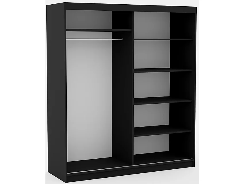 Armoire Visp (180cm)/portes coulissantes/Noir&Marron