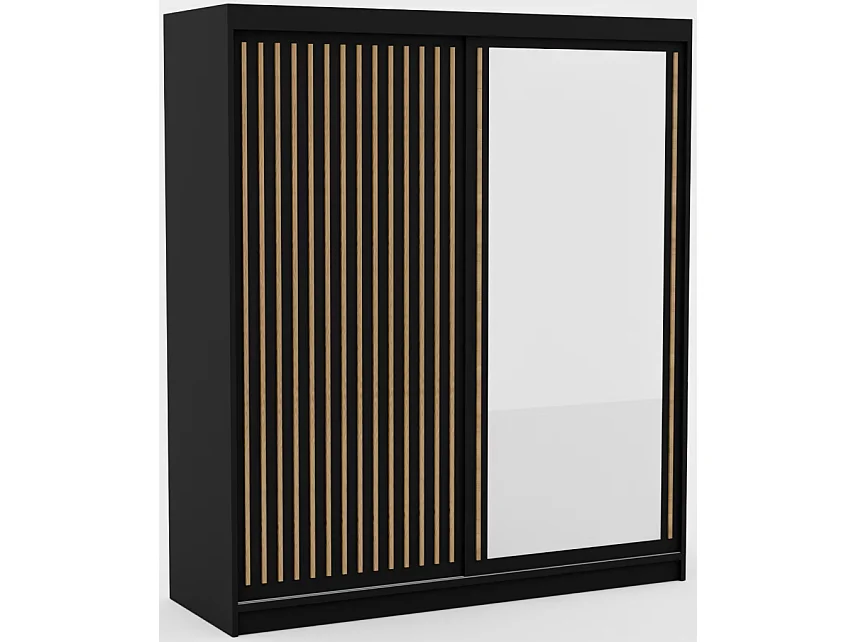 Armoire Visp (180cm)/portes coulissantes/Noir&Marron