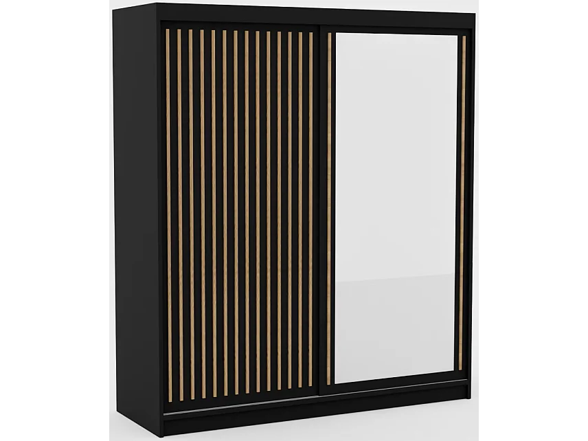 Armoire Visp (180cm)/portes coulissantes/Noir&Marron