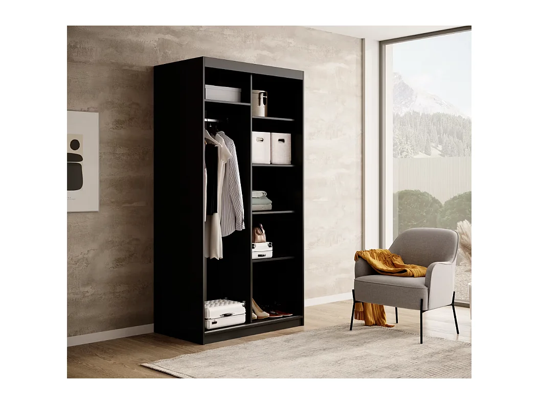 Armoire Visp (100cm)/portes coulissantes/Noir&Marron