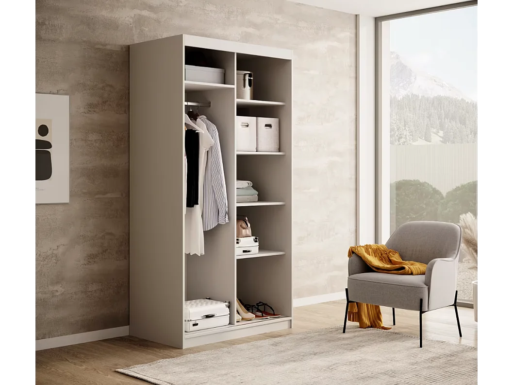 Armoire Visp (120cm)/portes coulissantes/Blanc&Marron