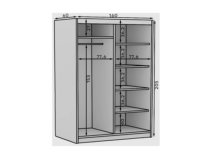 Armoire Visp (160cm)/portes coulissantes/Artisan-Marron