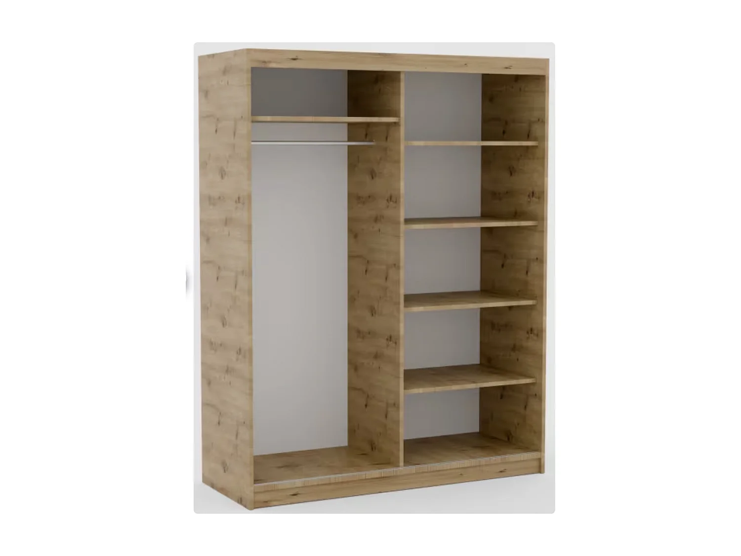 Armoire coulissante BIZEN avec lames décor bois et miroir – Moderne et chaleureux-Beige-Largeur 160 cm