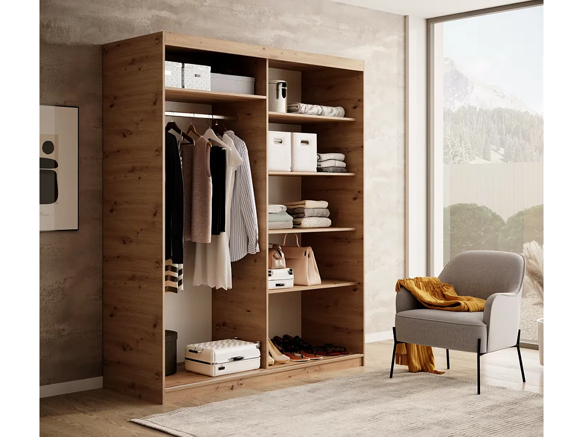 Armoire Visp (160cm)/portes coulissantes/Artisan-Marron