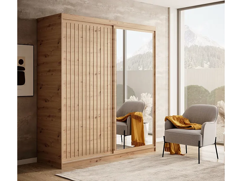 Armoire Visp (160cm)/portes coulissantes/Artisan-Marron