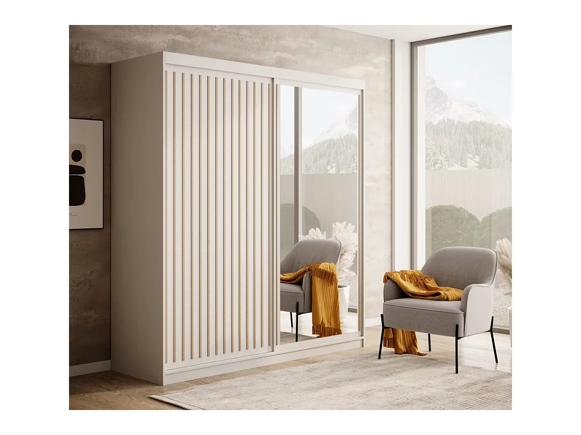 Armadio Visp (180cm)/ante scorrevoli/Bianco&Marrone