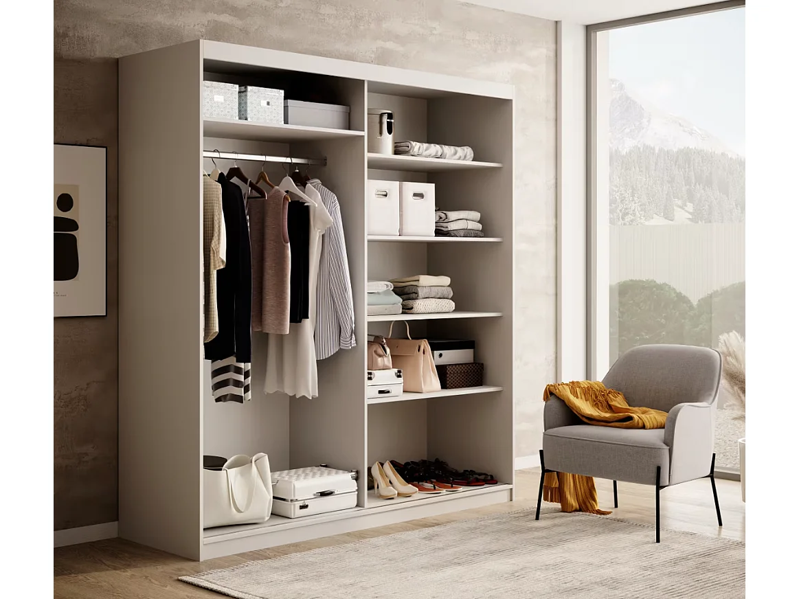 Armoire Visp (180cm)/portes coulissantes/Blanc&Marron