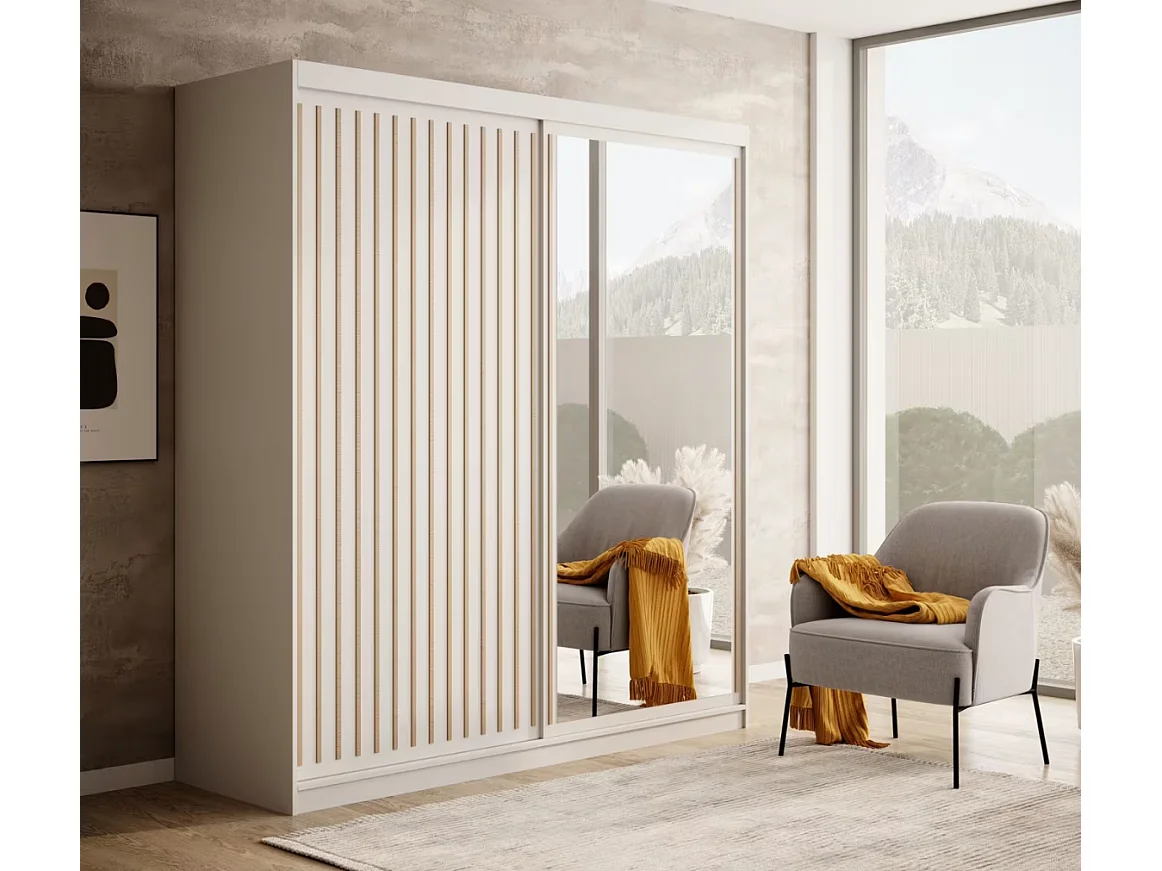 Armoire Visp (180cm)/portes coulissantes/Blanc&Marron