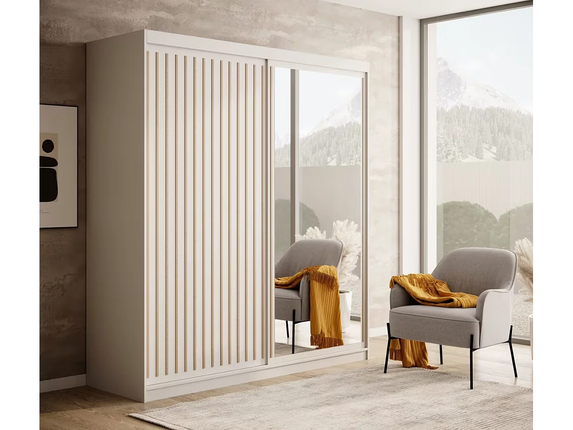 Armoire Visp (180cm)/portes coulissantes/Blanc&Marron