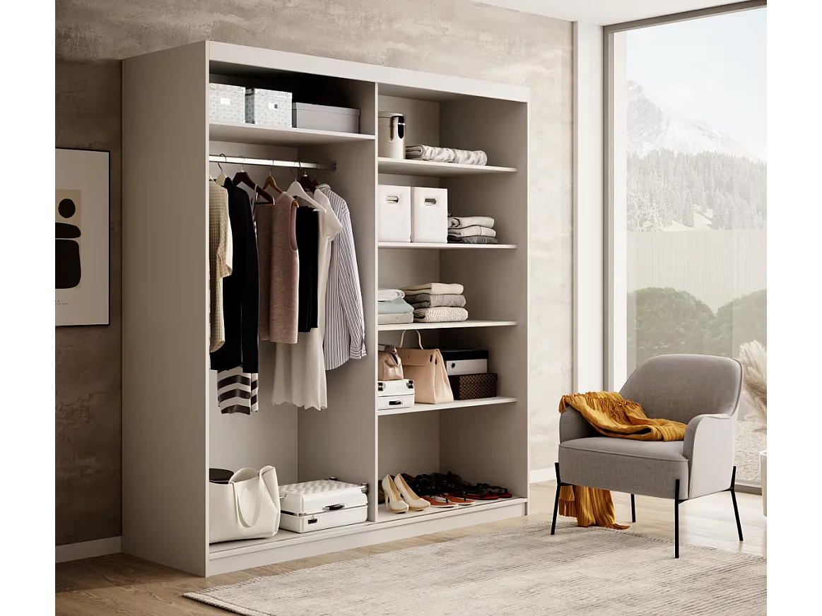 Armoire Visp (180cm)/portes coulissantes/Blanc&Marron
