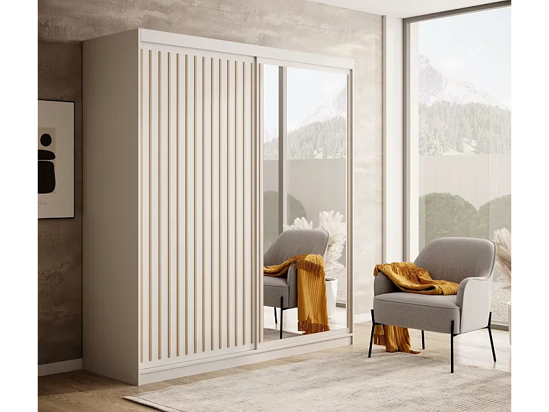 Armoire Visp (180cm)/portes coulissantes/Blanc&Marron