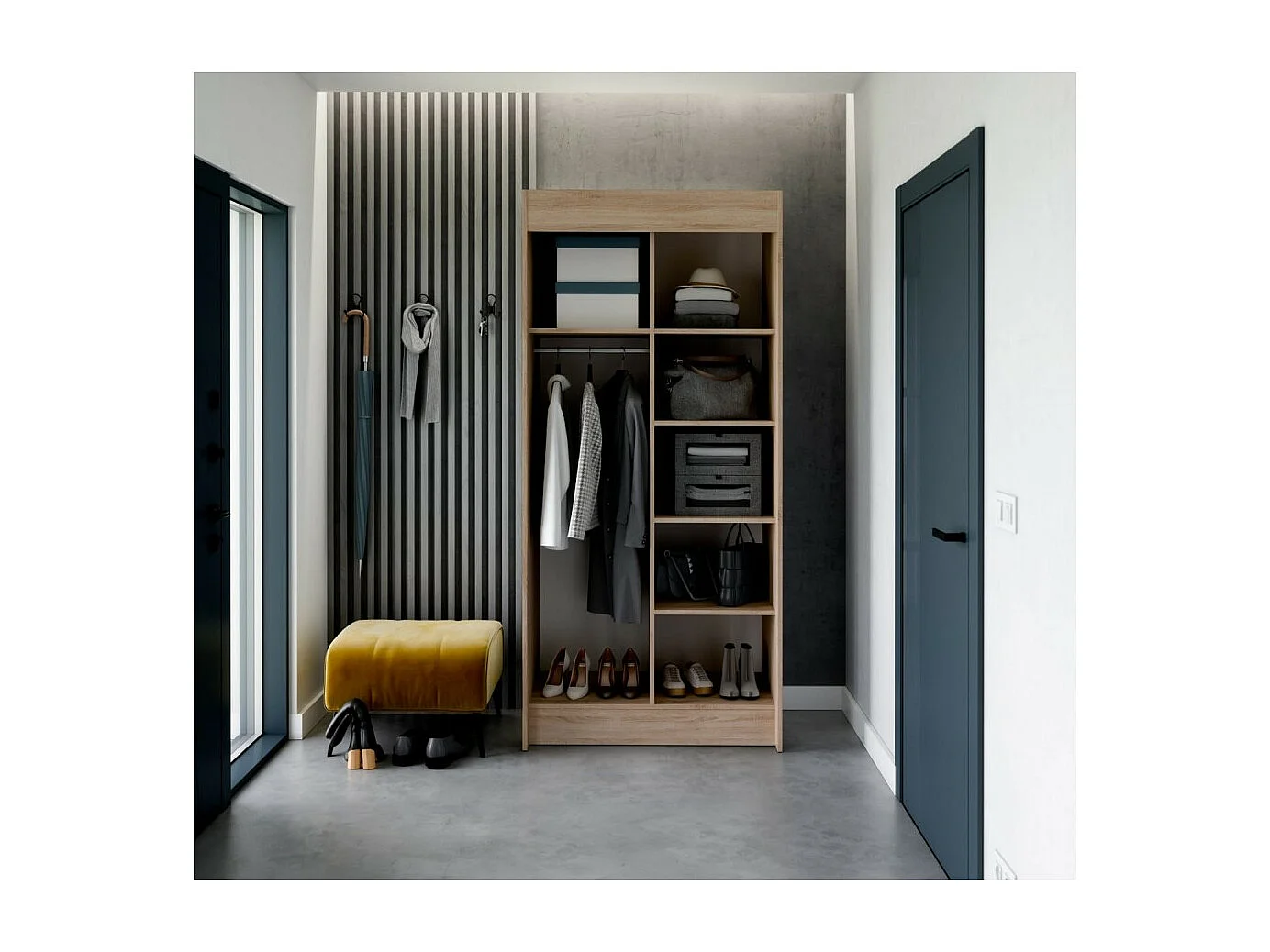 Armoire Carol (100cm)/portes coulissantes/Marron