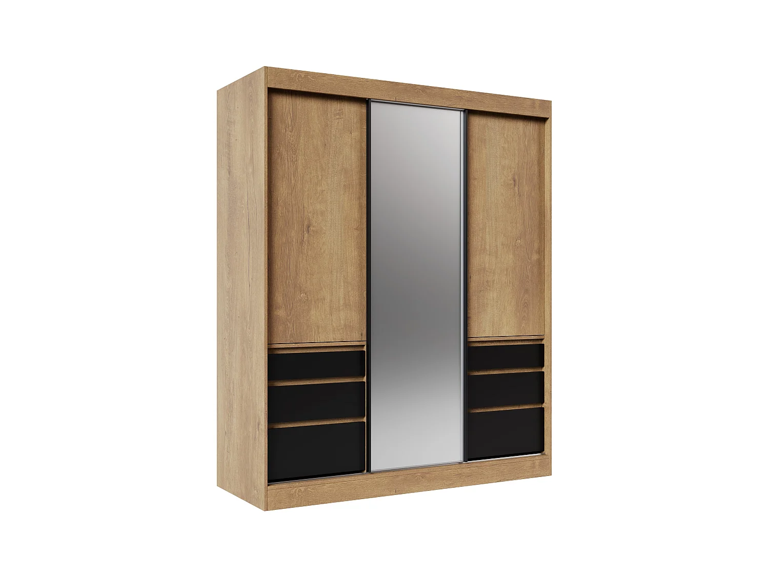 Armoire coulissante 3 portes KEDAR 180cm avec miroir – Design moderne et rangements intelligents-Beige