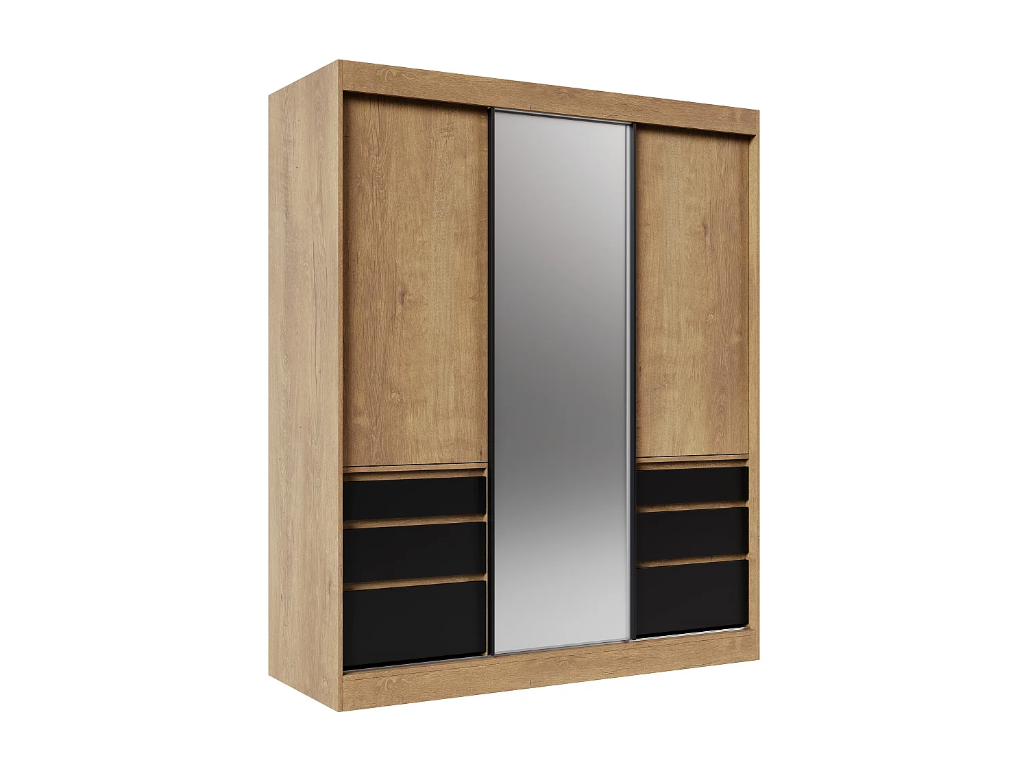 Armoire coulissante 3 portes KEDAR 180cm avec miroir – Design moderne et rangements intelligents-Beige
