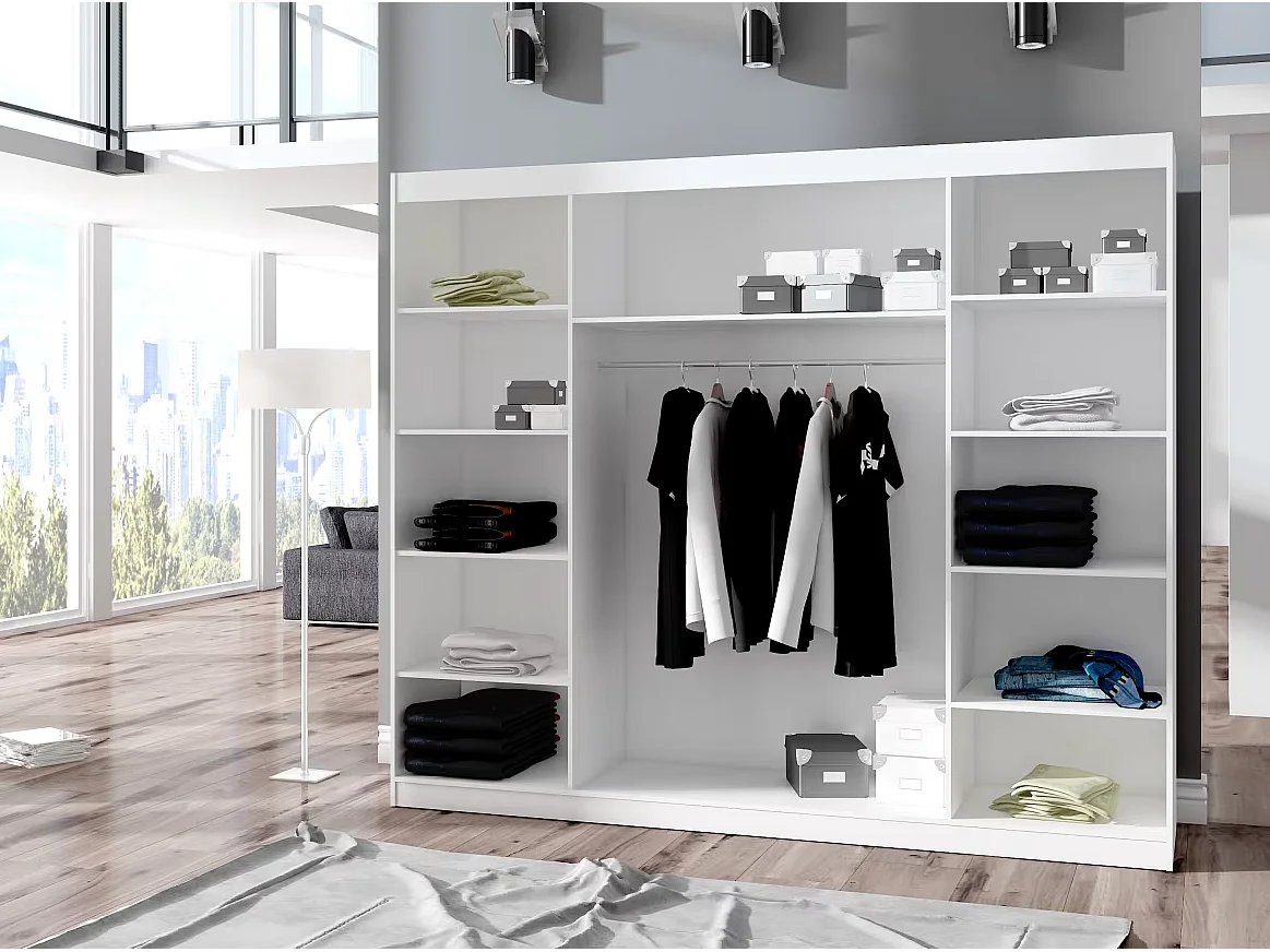 Armoire Bambe Lux (250cm)/portes coulissantes/miroir/LED/