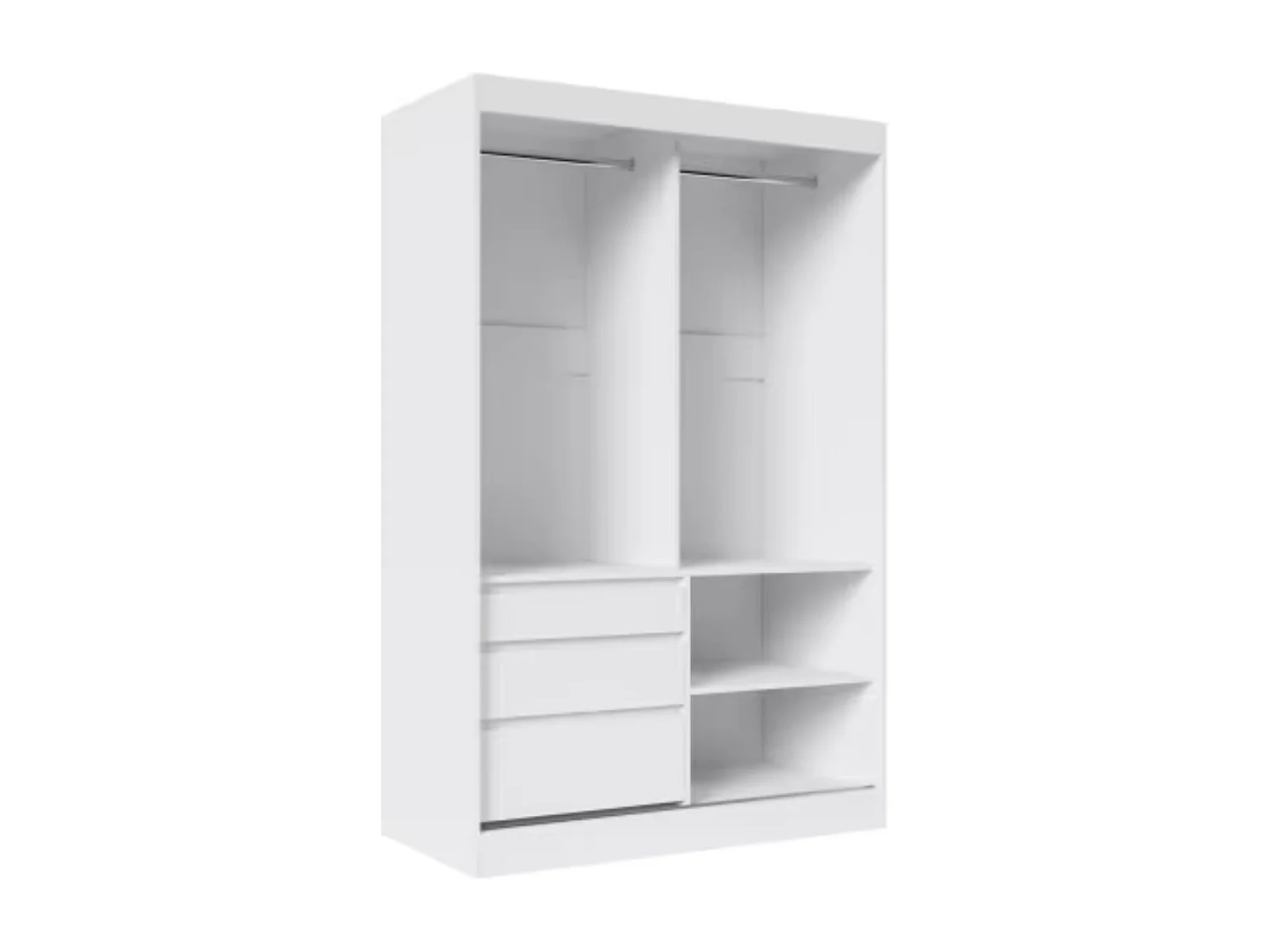 Armoire coulissante 2 portes KEDAR 140cm avec miroir - Compacte et élégante-Blanc