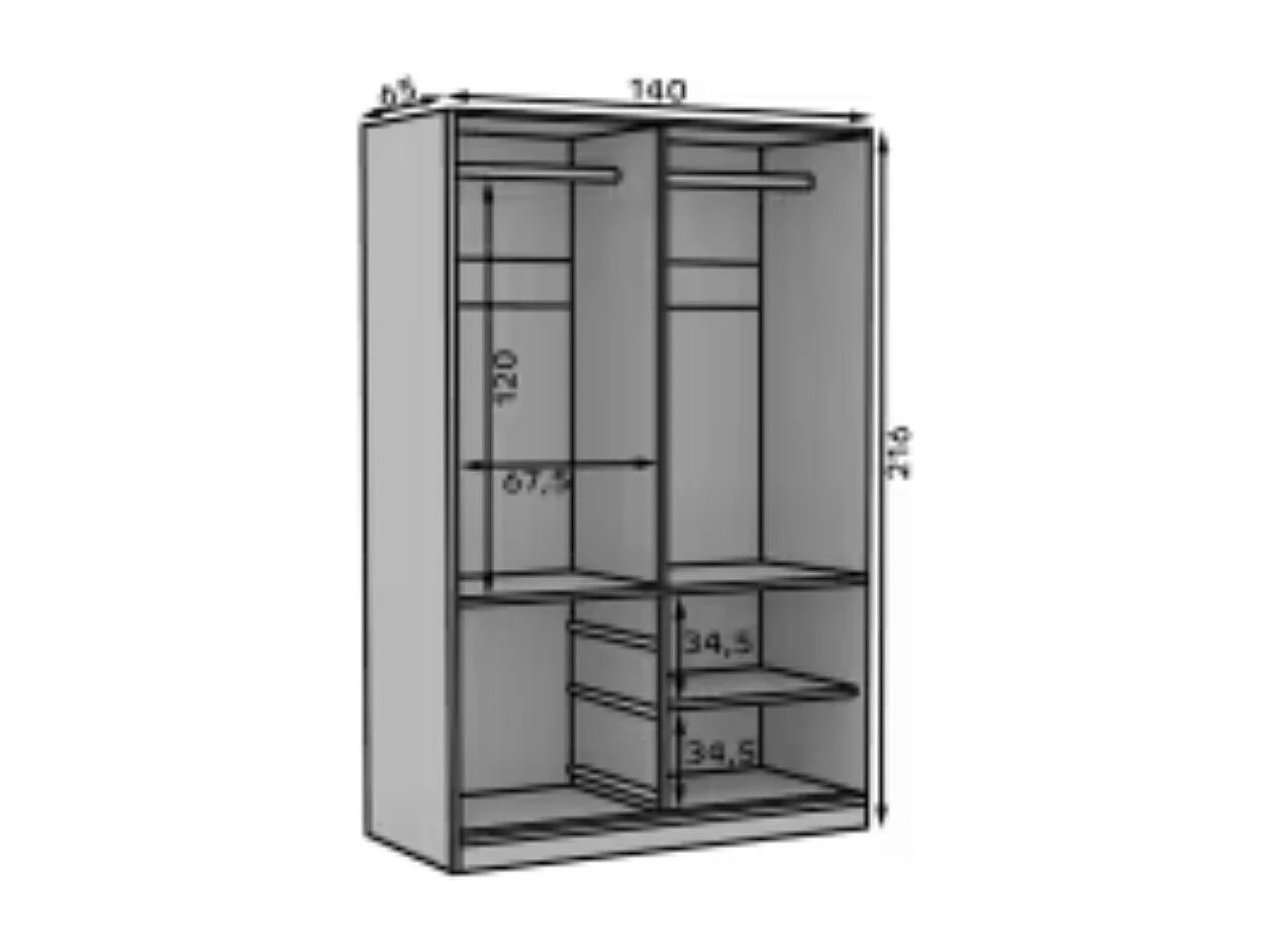 Armoire coulissante 2 portes KEDAR 140cm avec miroir - Compacte et élégante-Blanc