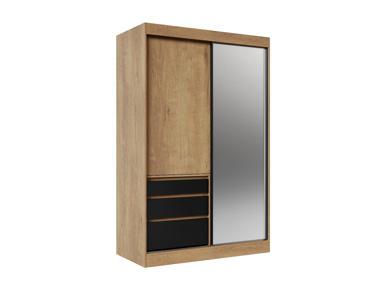 Armoire coulissante 2 portes KEDAR 140cm avec miroir - Compacte et élégante-Blanc