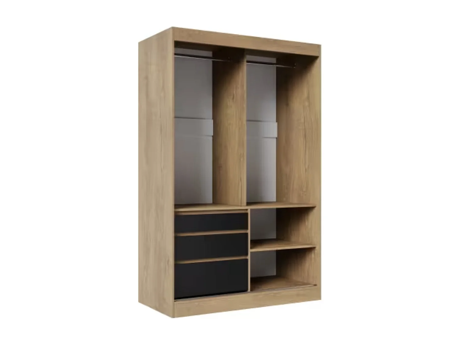 Armoire coulissante 2 portes KEDAR 140cm avec miroir - Compacte et élégante-Blanc