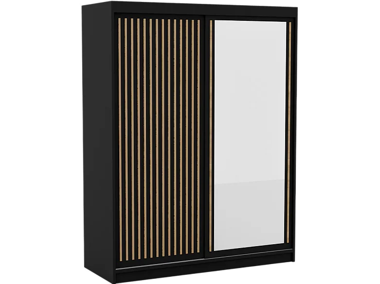 Armoire Visp (160cm)/portes coulissantes/Noir&Marron