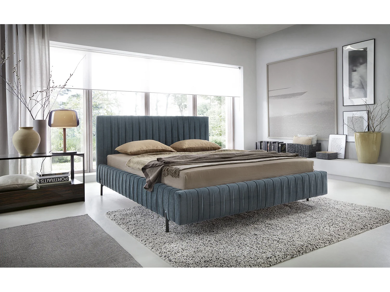 Bett Mario S (140x200)/Stoffbezug/Himmelblau